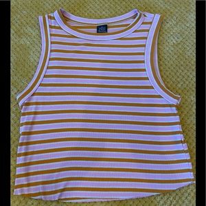 Partial cropped juniors tank top.